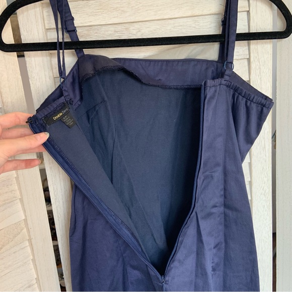 Double Zero Navy Blue Large Button Ruched Cocktail Party Mini Dress S - Picture 8 of 10